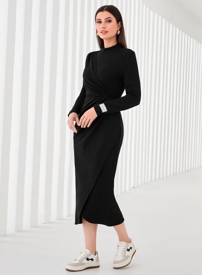 Take Two Women Black Pleated Midi Dress - Image 1